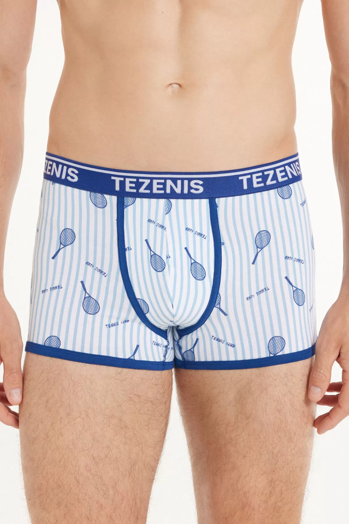 Uomo Tezenis Boxer in Cotone to Bordi a Contrasto con Logo