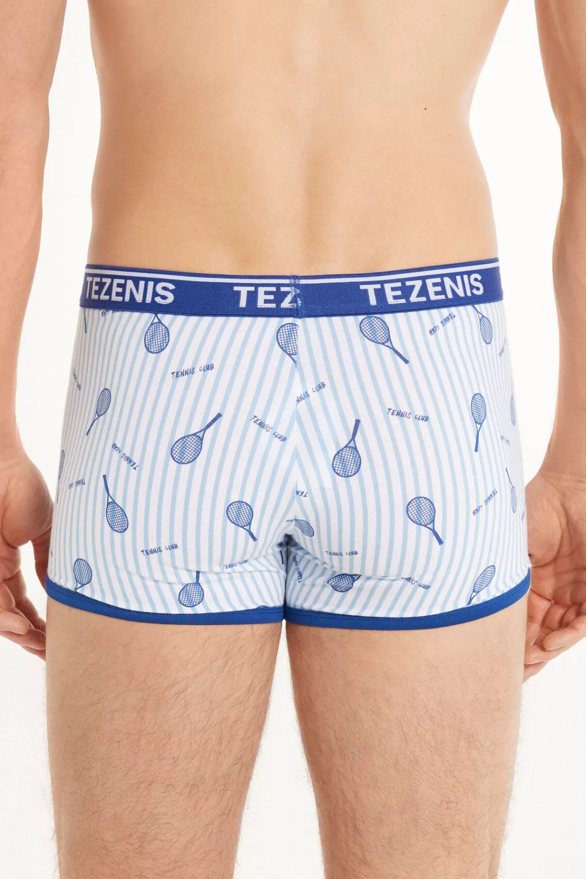 Uomo Tezenis Boxer in Cotone to Bordi a Contrasto con Logo